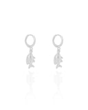 Brinco Argola Click Peixe 3.0 cm Ródio Branco