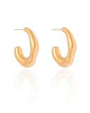 Brinco Argola ABS Orgânica Lisa 3.2 cm Banhado a Ouro 18K