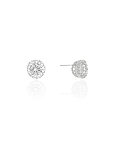 Brinco Ponto de Luz Borda Cravejada Cristal 12 mm