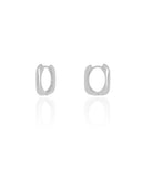 Brinco Argola Click Quadrado Liso 1.7 cm Ródio Branco