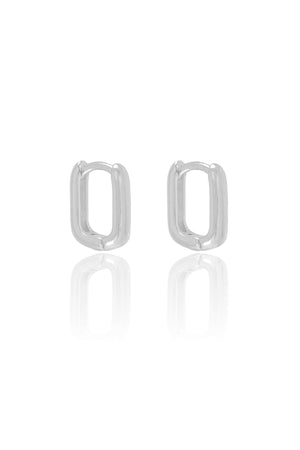 Brinco Argola Retangular Tamanho P Ródio Branco