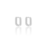 Brinco Argola Retangular Tamanho P Ródio Branco