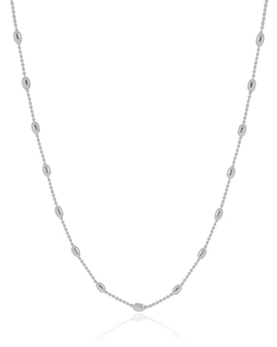Colar Longo Gomos 3 mm Ródio Branco - 70 cm