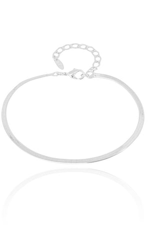 Pulseira Malha Fita 2 mm Ródio Branco