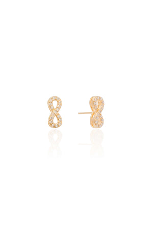 Brinco Infinito Cravejado Banhado a Ouro 18K