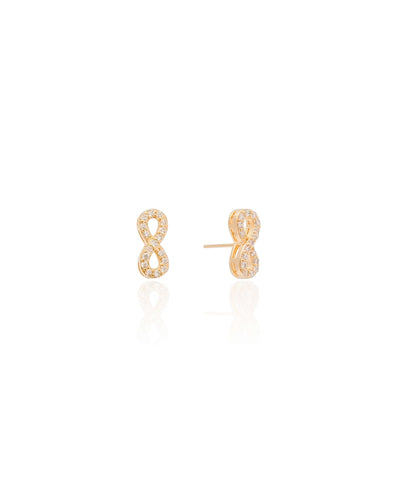Brinco Infinito Cravejado Banhado a Ouro 18K