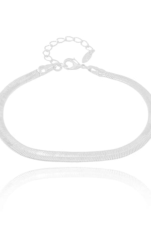 Pulseira Malha Fita Ródio Branco