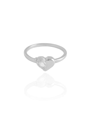 Anel Coração Liso Cristal Tamanho 15 Ródio Branco