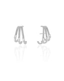 Ear Hook Filetes Baguetes Cristal 2.0 cm Ródio Branco