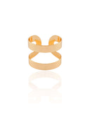 Anel Ajustável Dois Filetes Liso Tamanho G Banhado a Ouro 18K