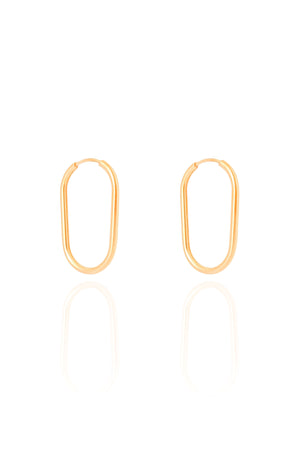 Brinco Argola Encaixe Fio Oval 2.2 cm Banhado a Ouro 18K