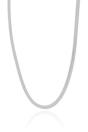 Choker Malha Fita 3 mm Ródio Branco