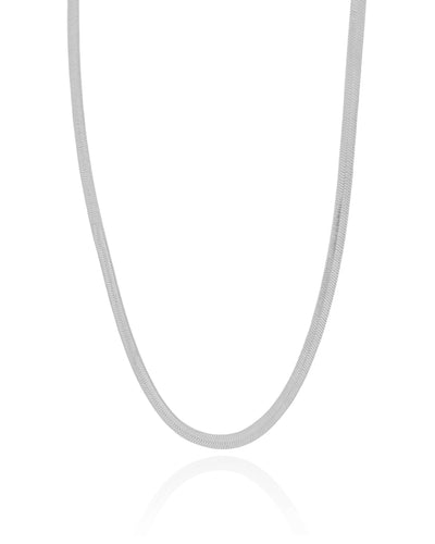 Choker Malha Fita 3 mm Ródio Branco - 33 cm