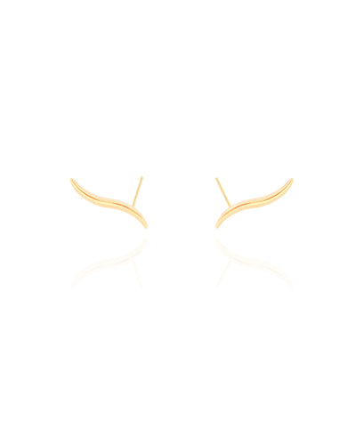 Brinco Ear Cuff Ondulado Banhado a Ouro 18K