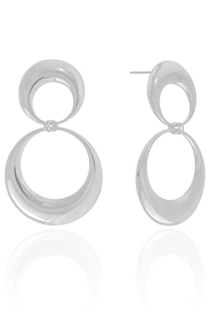 Brinco Argola Frontal Dupla Lisa 5.4 cm Ródio Branco