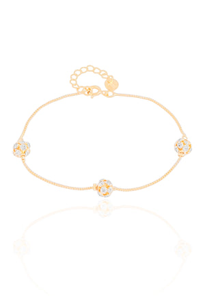 Pulseira Bola com Zircônia Cristal Banhado a Ouro 18K