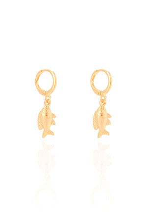 Brinco Argola Click Peixe 3.0 cm Banhado a Ouro 18K