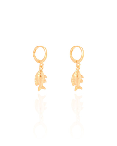 Brinco Argola Click Peixe 3 cm Banhado a Ouro 18K