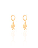 Brinco Argola Click Peixe 3.0 cm Banhado a Ouro 18K