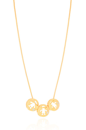 Gargantilha Veneziana Filhos Três Meninos Detalhe Ponto de Luz Cristal Banhado a Ouro 18K - 45 cm