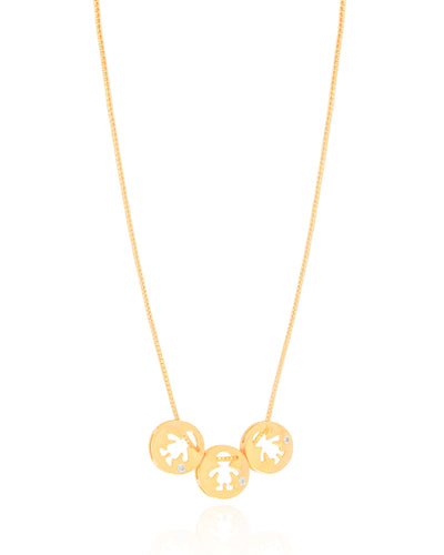 Colar Veneziana Filhos Três Meninos Ponto de Luz Cristal Banhado a Ouro 18K - 45 cm