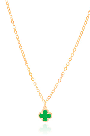 Gargantilha Elos Trevo Tom Esmeralda Banhado a Ouro 18K - 40 cm