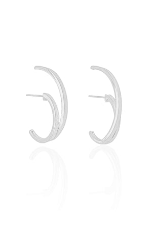 Ear Hook Dois Filetes Liso Ródio Branco