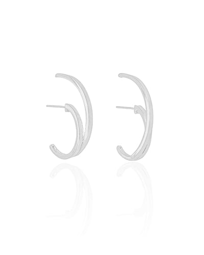 Ear Hook Dois Filetes Liso Ródio Branco