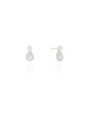 Brinco Pérola Gota Cravejada Cristal Ródio Branco