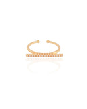 Anel Ajustável Palito Cravejado Cristal Tamanho M Banhado a Ouro 18K