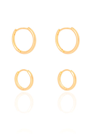 Dupla de Argolas Fio Lisas Banhado a Ouro 18K