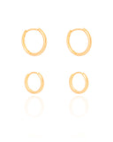 Dupla de Argolas Fio Lisas Banhado a Ouro 18K