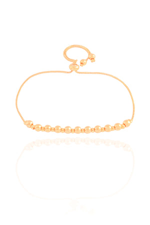 Pulseira Bolinhas Lisas Fecho Gravata Banhado a Ouro 18K