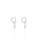 Brinco Argola Click Navete Cristal 2.2 cm Ródio Branco
