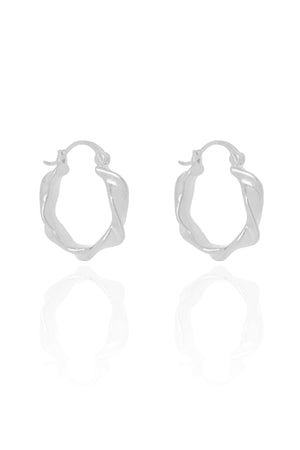 Brinco Argola Torcida Fecho Italiano 2.2 cm Ródio Branco