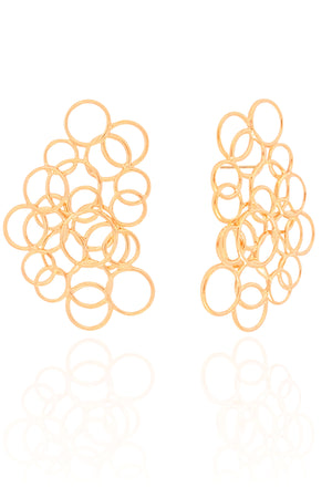 Brinco Círculos Vazados Entrelaçados 4.3 cm Banhado a Ouro 18K