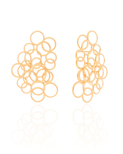 Brinco Círculos Vazados Entrelaçados 4,3 cm Banhado a Ouro 18K