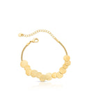 Pulseira Veneziana Achatada com Plaquinhas Escovadas Redondas