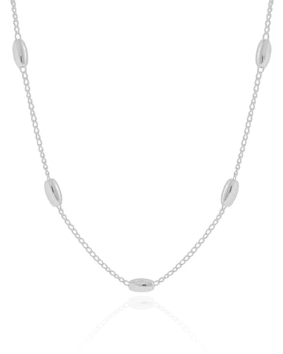 Colar Elos Gomos Lisos 4 mm Ródio Branco - 40 cm