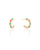 Brinco Argola Detalhada Cristal Colorida Banhado a Ouro 18K