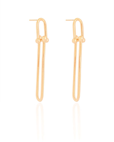 Brinco Elos U Balanço 6.0 cm Banhado a Ouro 18K