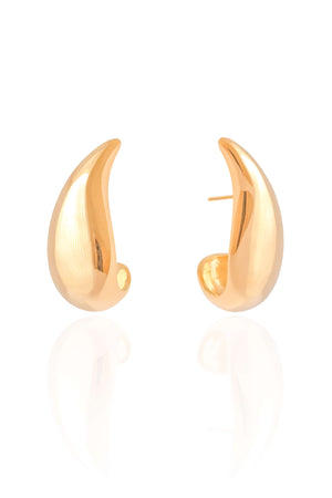 Brinco Gota Lisa 3.3 cm Banhado a Ouro 18K