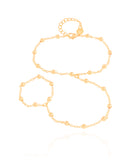 Pulseira Hand Chain Elos Bolinhas 3 mm Banhado a Ouro 18K