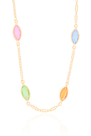 Choker Navetes Coloridos Banhado a Ouro 18K