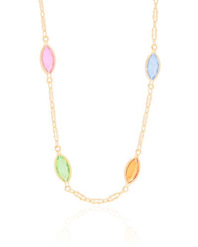 Choker Navetes Coloridos Banhado a Ouro 18K - 30 cm