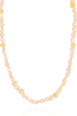 Choker Madrepérolas Quadrados Lisos Banhado a Ouro 18K