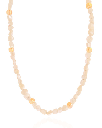 Choker Madrepérolas Quadrados Lisos Banhado a Ouro 18K