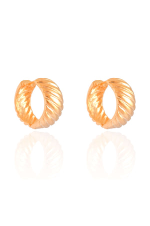 Brinco Argola Click Frisada Lisa 2.1 cm Banhado a Ouro 18K