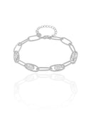 Pulseira Elos Ovais Cristal Ródio Branco