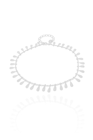 Tornozeleira Grumet Gotas Lisas Ródio Branco